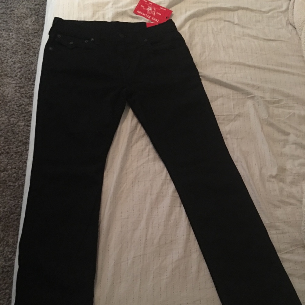True Religion Ricky Straight Leg Black Jeans - New